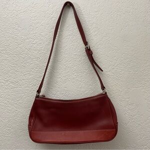 Coach Vintage Hampton Demi Baguette Leather Red Shoulder Bag-Style 7587